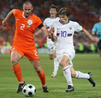 Nederlands Elftal spelend tegen Rusland